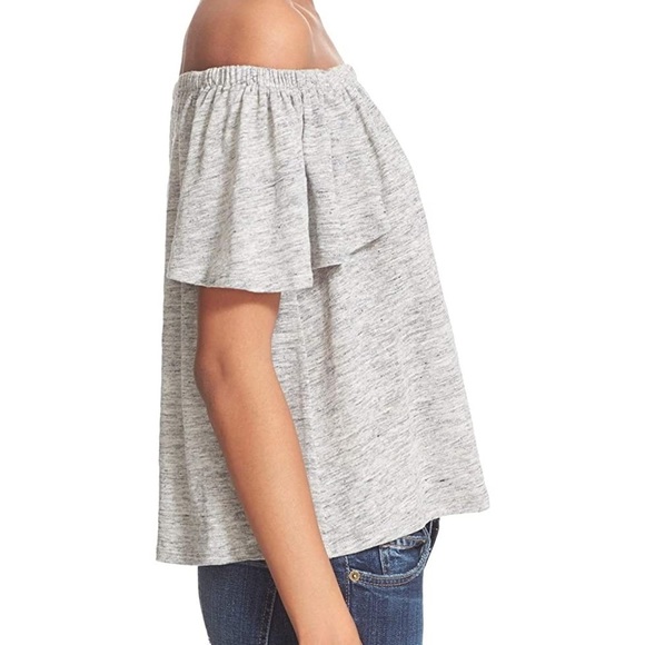 Rebecca Taylor Grey linen off shoulder top S - Picture 2 of 6